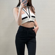 배색 브이넥 X자 니트 나시 lkf22429 + 탱크탑 세트