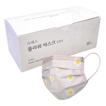 슈베스 일회용 플라워 마스크 성인용, 데이지 퍼플, 30개입, 1개
