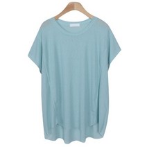 여성용 파네팃 루즈핏 스티치 언발 반팔 티셔츠 T9521K24