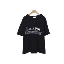 루즈핏 나염 버튼 후드 반팔 티셔츠 T9653K25