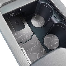 현대 팰리세이드 2019년형~현재 3D 인테리어 몰딩 1열 컵홀더 세트 무선충전 유, 헤어라인 메탈, 1세트