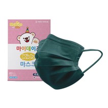 마이데이즈 키즈 일회용 컬러 덴탈마스크 소형, 포레스트 그린, 20개입, 1개