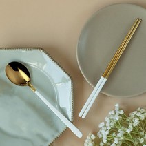 지베아 루체 2인 한식 수저 세트, 숟가락 2p + 젓가락 2p, 골드화이트