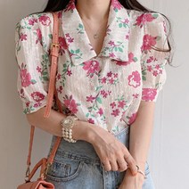 페이퍼먼츠 플라워 펀칭 볼륨소매 블라우스 티셔츠 02261