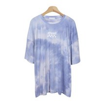 여성용 하느비 루즈핏 물나염 라운드넥 반팔 티셔츠 T9836K25