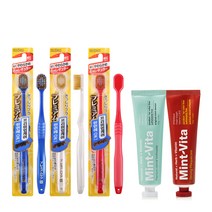 EBISU 프리미엄케어 6열 광폭 헤드 칫솔 61 랜덤발송 3p + 오리지널 민트비타치약 120g + 스트롱 민트비타치약 120g 세트, 1세트