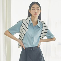 클라비스 여성용 링클프리 반팔 솔리드 셔츠