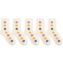 박군 여성용 애니멀플라워 중목 양말 5켤레 세트