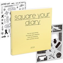 대시앤도트 2023 스퀘어 유어 다이어리 날짜형 + 스티커 2종, 치크 옐로우