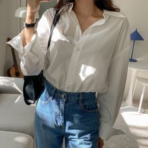 여성용 심플 일리 루즈핏 셔츠