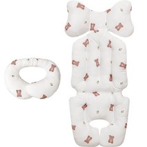 베베누보 사계절 양면 유모차 시트 라이너 + 목쿠션 세트, 튤립베어, 1세트