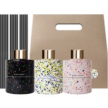 플렌느 마블 디퓨저 200ml x 3종 선물세트, 블랙체리, 다우니코튼, 베이비파우더