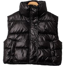 시크블랙 여성용 세윔디 하이넥 크롭 조끼 패딩 cpjk4330k29