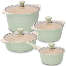 OSLO 인덕션 허브 냄비세트 4종, 혼합색상, 편수냄비 18cm + 양수냄비 20cm + 전골냄비 22cm + 곰솥냄비 26cm