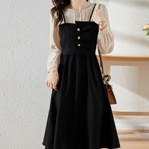 페이퍼먼츠 블라우스 페이크 뷔스티에 플레어 미디 원피스 02953
