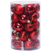 반짝이는 크리스마스 동글 공모양 트리 장식, 레드