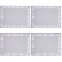 아르떼펠레 체인자수 직사각 테이블매트 4개, 그레이 화이트 스티치, 45 x 33 cm