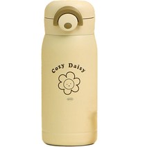 이우아여사 코지 데이지 미니 원터치 보온 보냉병, 베이지, 330ml