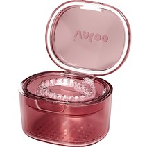 정월나나 고급 휴대용 투명 틀니 보관 케이스, 핑크, 1개