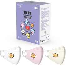 어린숨엣지 라인프렌즈 BT21 아트심볼 새부리형 컬러마스크 소형 SHOOKY 미니니 3종 x 10p 세트, 화이트, 라이트핑크, 아이보리, 1세트