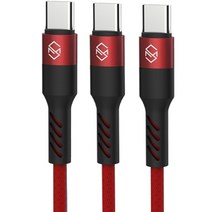 신지모루 로프 C타입 고속충전 케이블, 3m, 레드, 3개