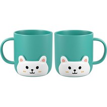 더자카 컬러풀 고양이 양치컵, 그린, 2개
