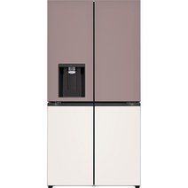 LG전자 오브제컬렉션 얼음정수기 디오스 4도어 냉장고 글라스 820L 방문설치, W823AAA172(W823GKB172S), 클레이핑크(상단), 베이지(하단)