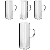 인블룸 홈카페 손잡이 사각형 유리컵 H 500ml, 투명, 4개