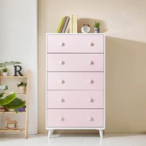 라온퍼니쳐 어도러블 800 5단 서랍장 방문설치, 핑크
