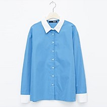비엔엑스 여성용 데일리 심플 카라 배색 긴팔 셔츠 BV1BL004L0