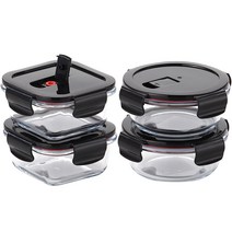 네오플램 네오벤트 밀폐용기 2종 x 2p 세트, 1세트, 원형 400ml x 2p + 정사각 320ml x 2p