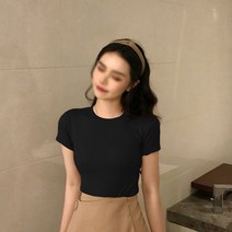 따봉오빠 여성용 세널 슬림 스판 쫄티 반팔티 JNH1090