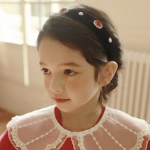 럭키밤비네 여아용 벨벳 큐빅 헤어밴드