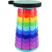 디모어 캠핑용 자바라 휴대용 접이식 스툴, 그린 무지개