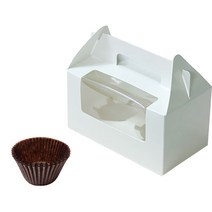 창문 머핀 2구상자 패드포함 + 유산지컵 2p, 화이트(상자), 브라운(유산지컵), 1세트