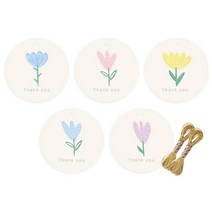 인디케이 손그림 플라워 원형 텍 100p + 샌드골드 금사 2p 세트, 베이지, 1세트
