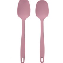 키친팩토리 실리콘 이유식 멀티스푼 + 사각요리스푼 세트, 다크핑크