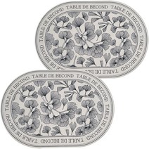 Becond 실리콘 북유럽 타원 받침 미끄럼방지 방수 식탁 테이블 매트 2p, 아이보리 은행잎, 43 x 29.5 cm