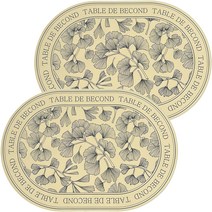 Becond 실리콘 북유럽 타원 받침 미끄럼방지 방수 식탁 테이블 매트 2p, 옐로우 은행잎, 43 x 29.5 cm