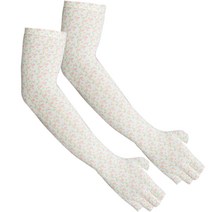 인콘트로 올데이 스트라이프 반장갑 양손 쿨토시 세트, 꽃무늬분홍