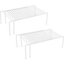꾸미까 길이조절 접시 그릇 정리대 주방선반 2p, 화이트
