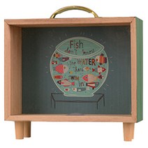 주씨상점 북유럽 인테리어 장식 원목 투명 저금통, 물고기어항, 1개