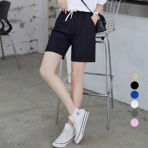 디어로라 여성용 린넨 스판 쿨링 밴딩 반바지