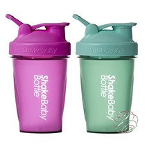 쉐이크베이비 보틀 쉐이커 2종 세트, 퍼플, 그린, 600ml