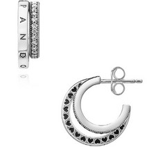 판도라 시그니처 파베 더블 후프 귀걸이 299056C01