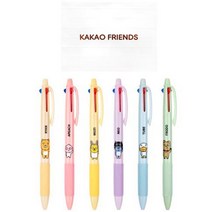 아이콘스 카카오프렌즈 3색 볼펜 0.7mm 6p 세트, 혼합 색상, 1세트