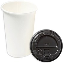 커피디바인 테이크아웃 무지 종이컵 480ml + 개폐형 뚜껑 블랙, 1개, 100개입