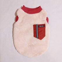 도기스타 반려동물 대형견 중형견 소형견 두툼 강아지후리스, 벽돌색포켓