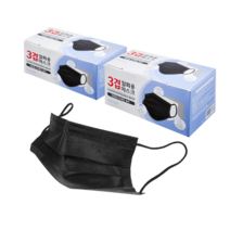 3겹 일회용 성인 마스크, 50매입, 2박스, 블랙