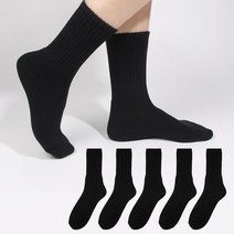 두발로 여성용 스포츠 파일 쿠션 크루 삭스 양말 5켤레, 블랙